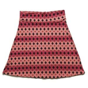 Vintage 90s Y2k Punch A-line Skirt XS Pink Black Skater Stretchy Casual